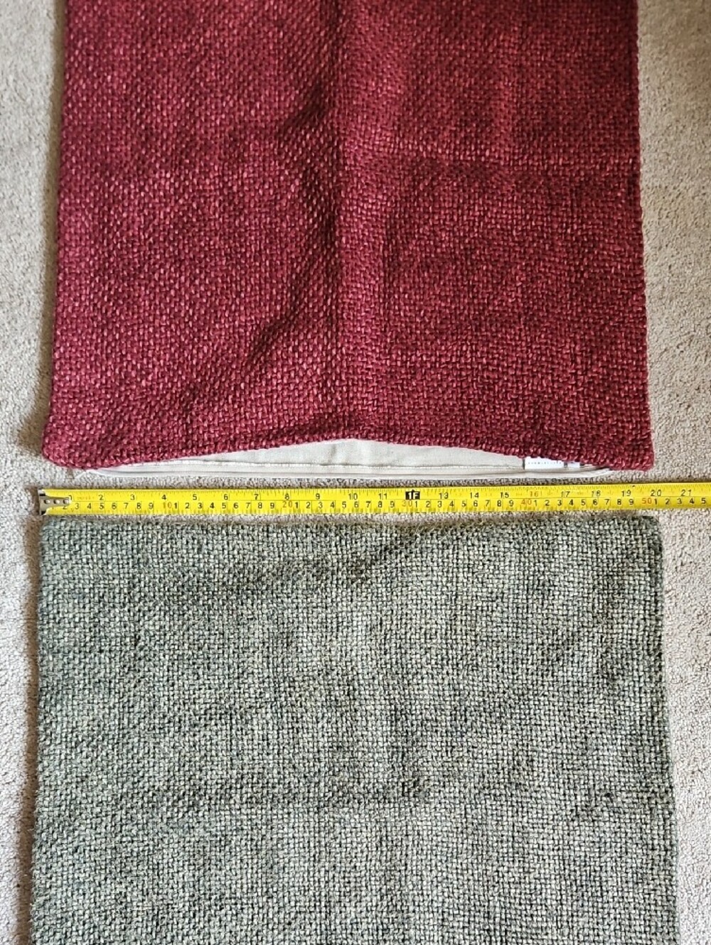 Pottery Barn Linen and Cotton Woven Red and Green Pillow Covers - Picture 8 of 10